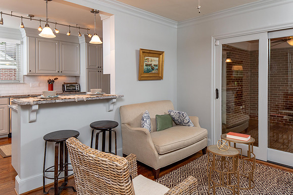 Kitchen opens to Den