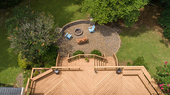 Deck and patio with firepit